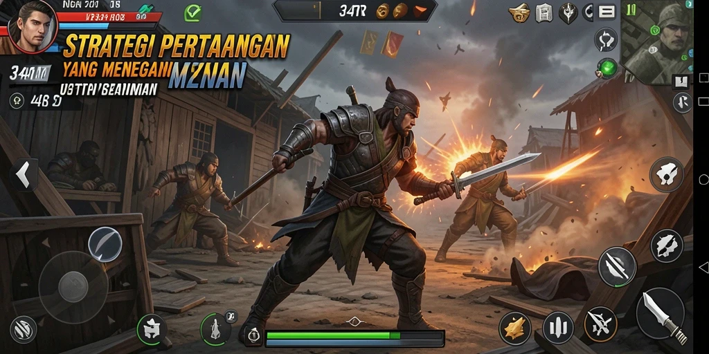 Gambar gameplay 34R yang menegangkan dan strategis.