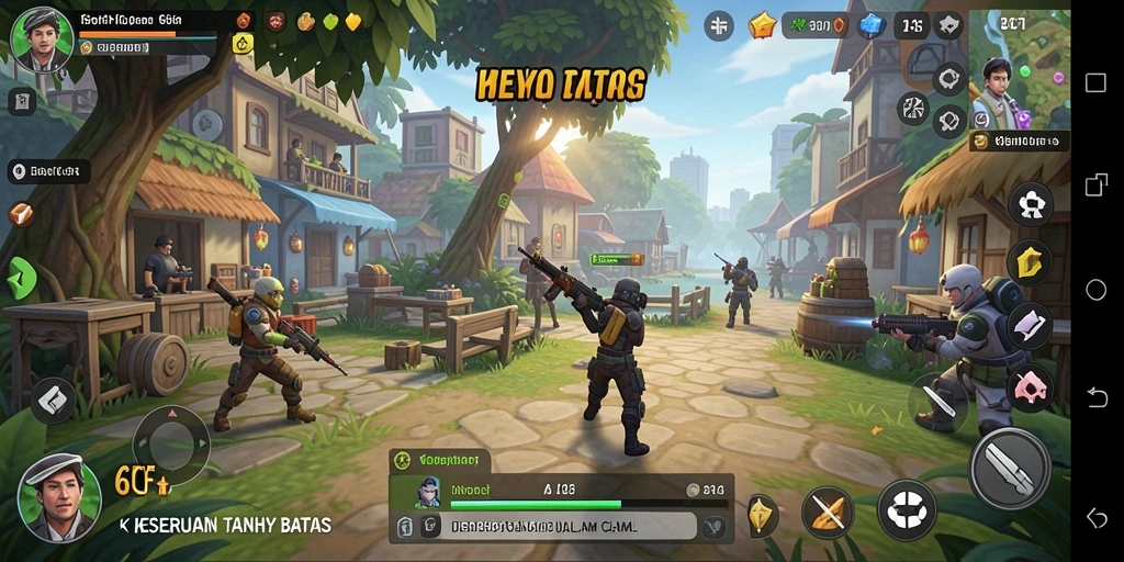 Tampilan gameplay 6CF yang penuh warna dan mengasyikkan.