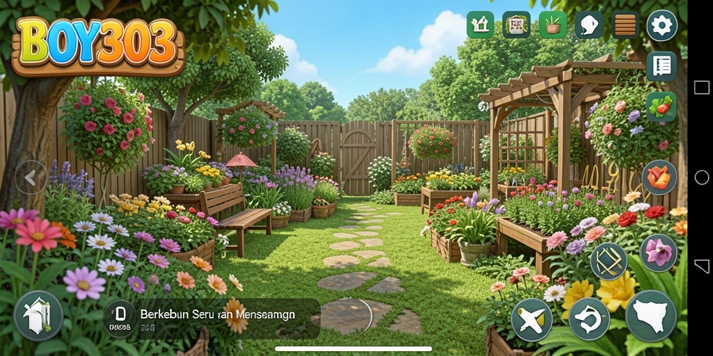 Screenshot <strong>BOY303</strong> menunjukkan keseruan gameplay berkebun yang interaktif.