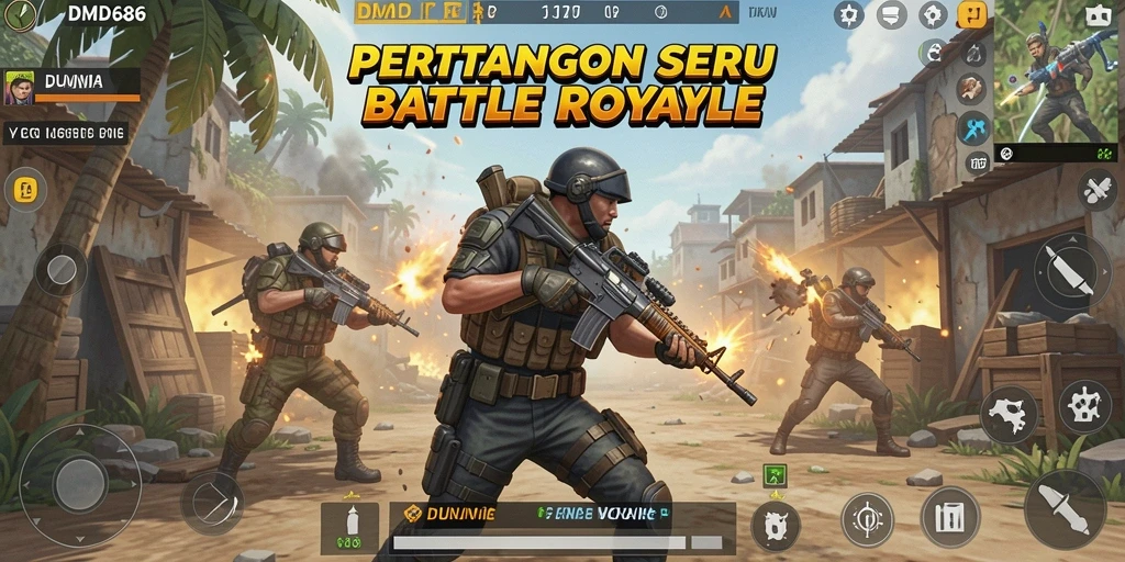 Tangkapan layar DMD686 menampilkan aksi seru dalam pertarungan Battle Royale.