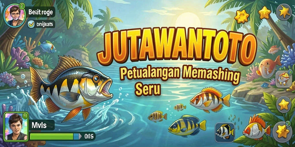 Tampilan gameplay seru dalam JUTAWANTOTO saat memancing ikan.