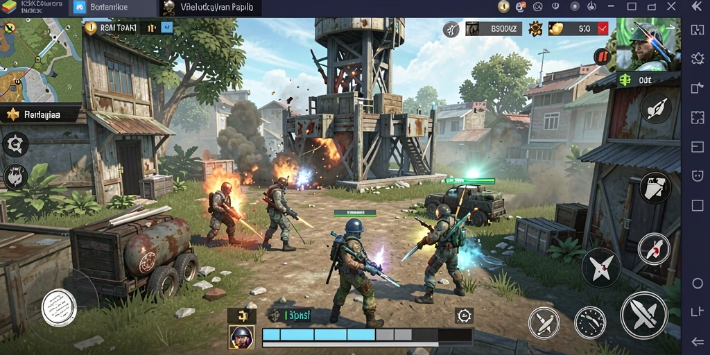 Tampilan gameplay K3K3 yang seru dalam menara pertahanan melawan musuh.