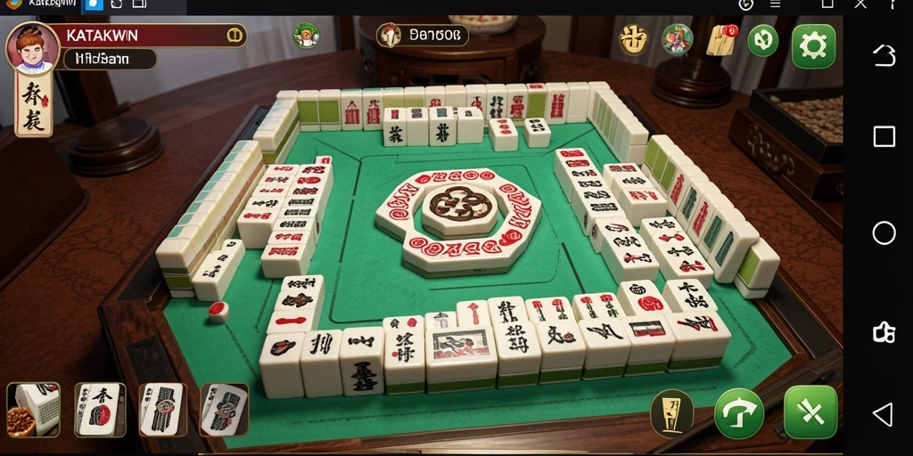 Tampilan menarik dari gameplay KATAKWIN dengan ubin Mahjong.