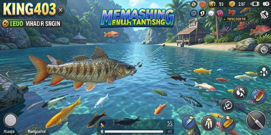 Screenshot gameplay KING403 menunjukkan pengalaman memancing yang mendebarkan.
