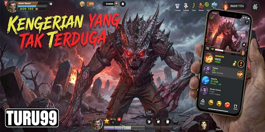 Tampilan menyeramkan dalam gameplay TURU99 yang menegangkan.