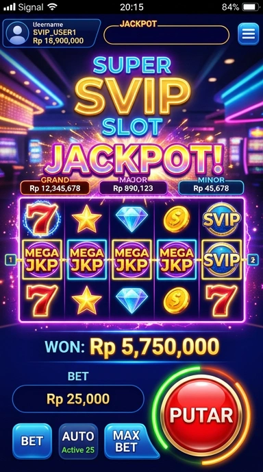 Tampilan utama aplikasi supersvip yang user-friendly.